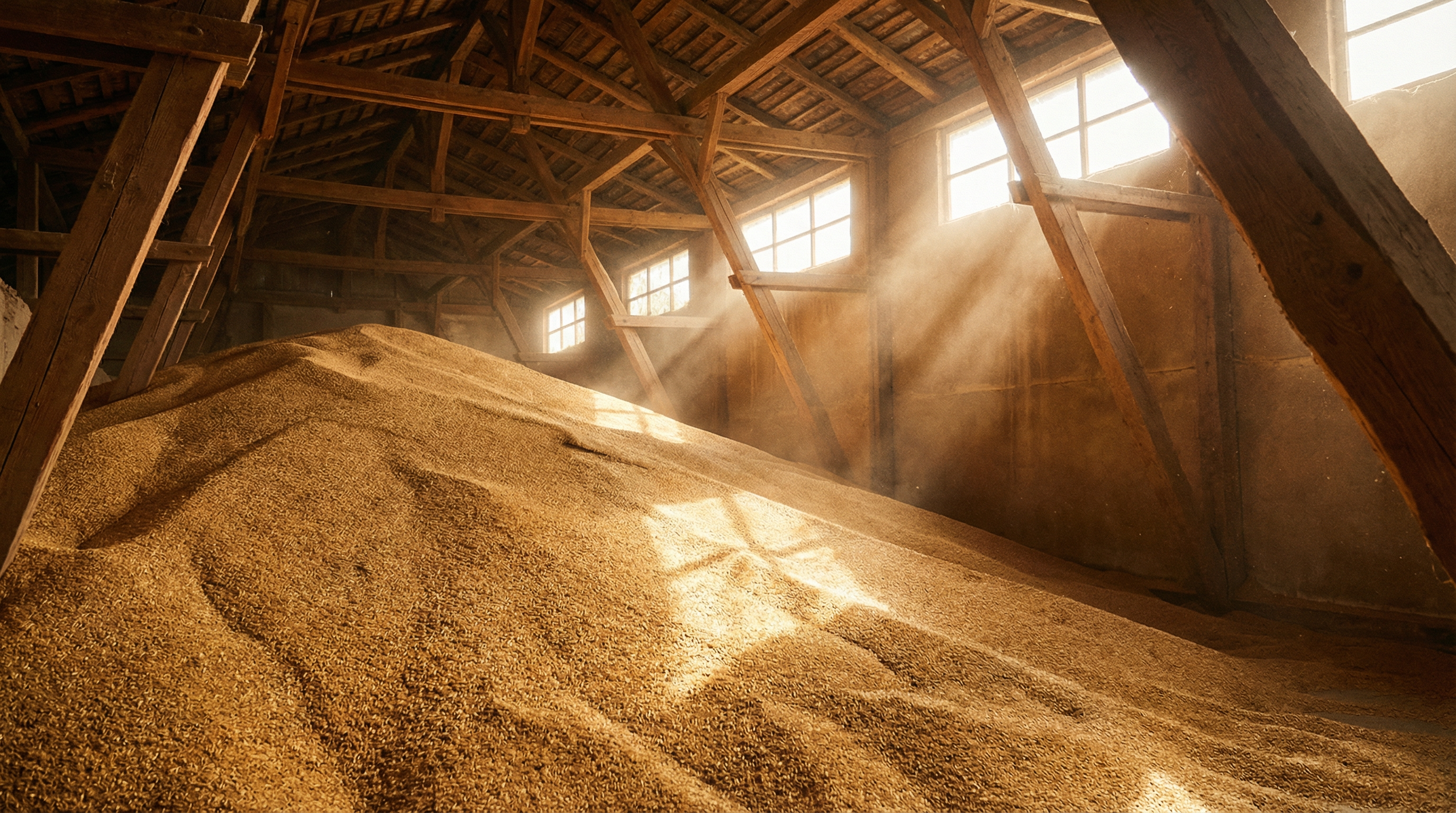 Getreidehaufen in der Halle